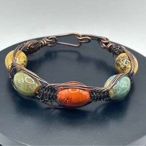 Artisan Copper-Wire Wrap Cuff Bracelet